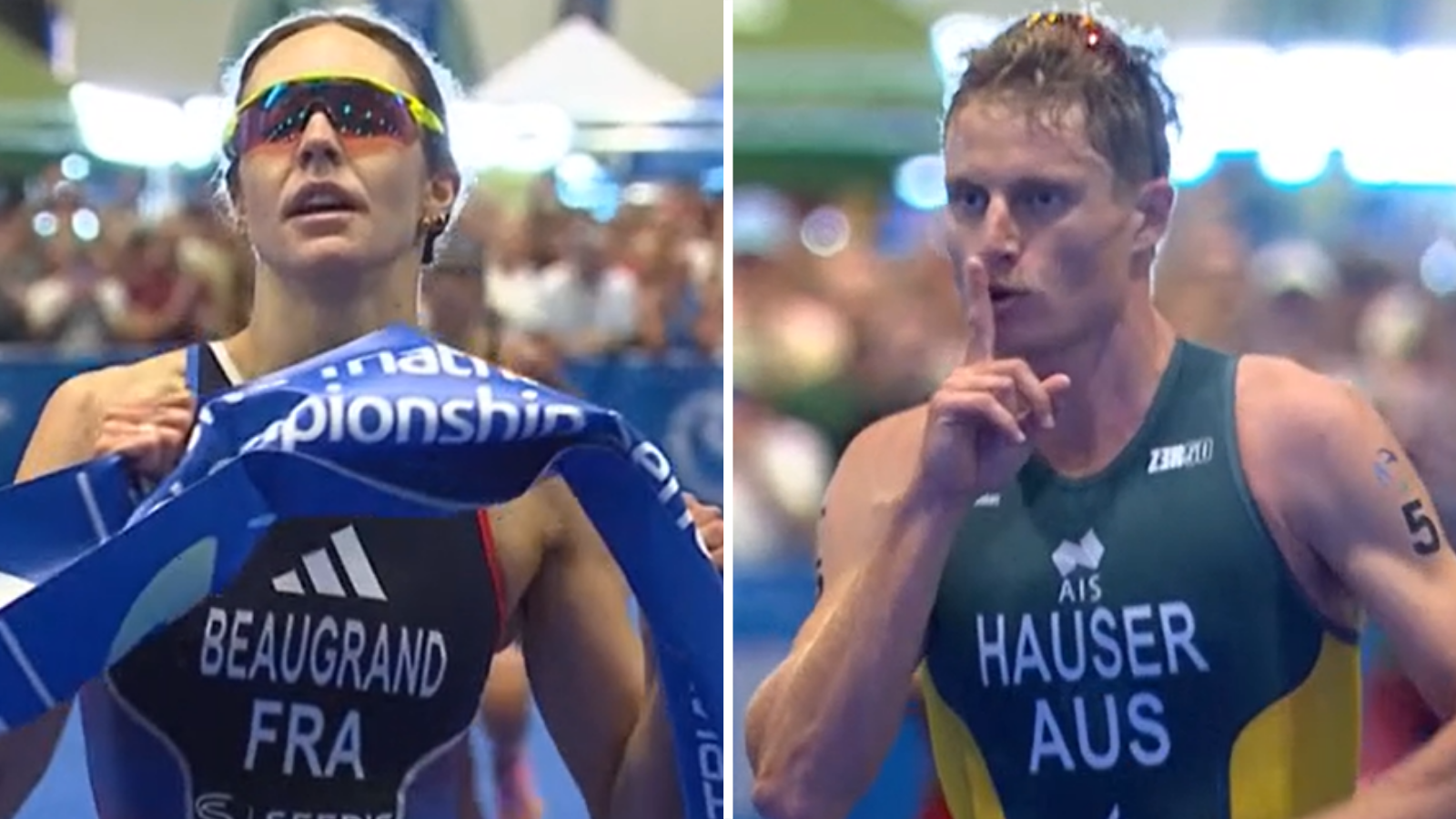 Cassandre Beaugrand and Matt Hauser celebrate winning in London