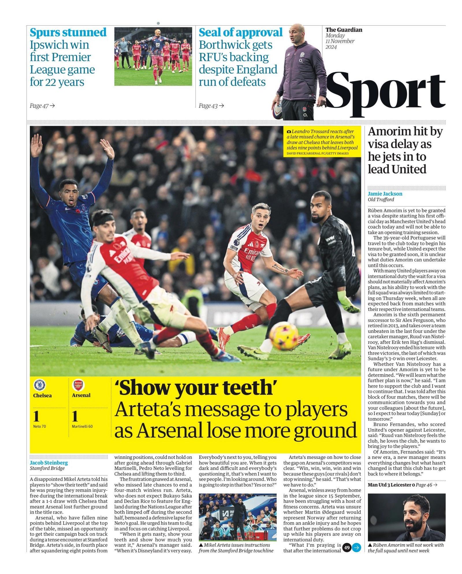 Guardian sport back page