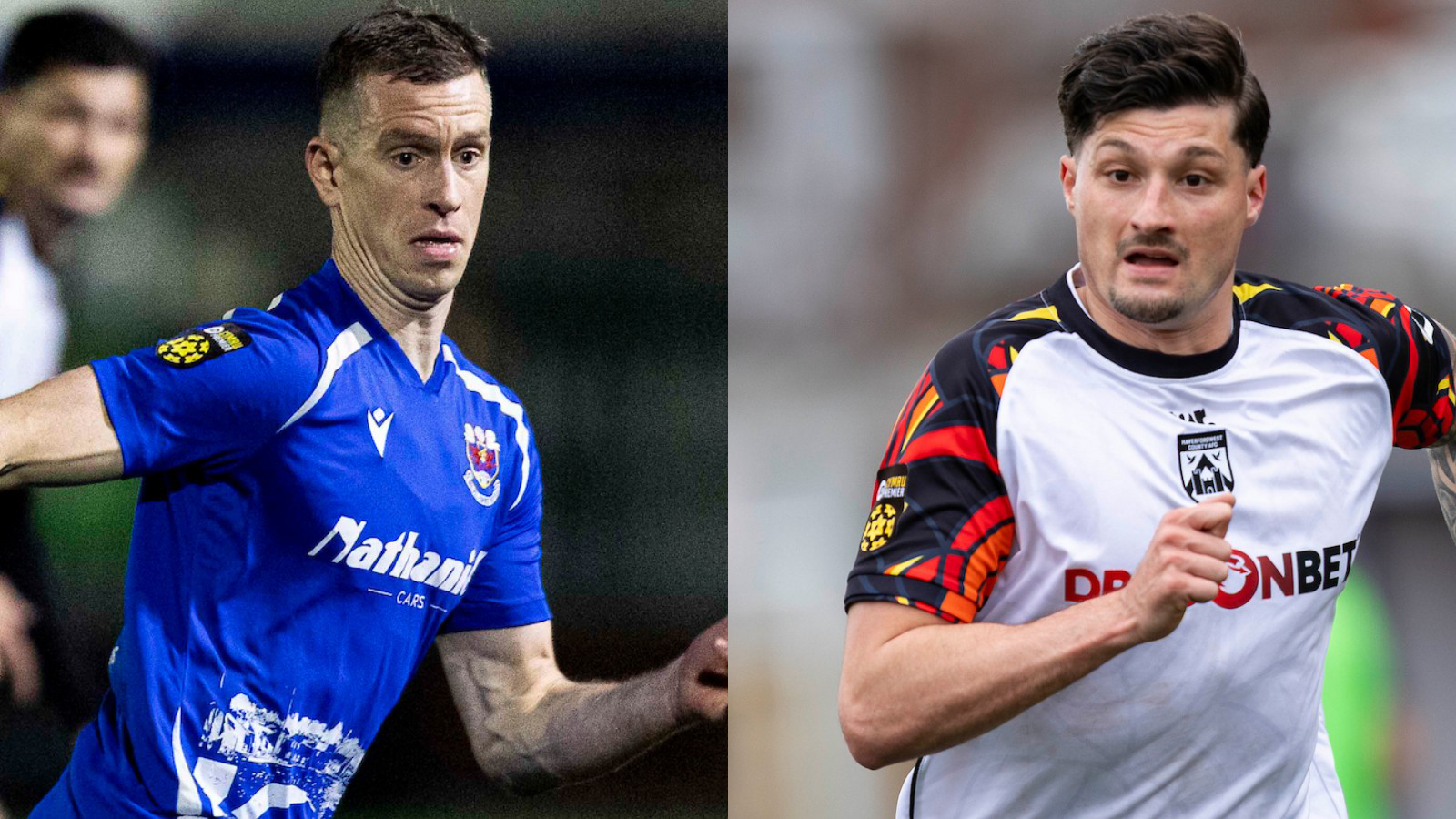 Penybont's Chris Venables and Ben Ahmun of Haverfordwest County