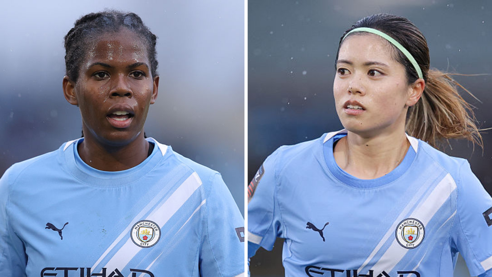 Manchester City's Khadija 'Bunny' Shaw and Yui Hasegawa