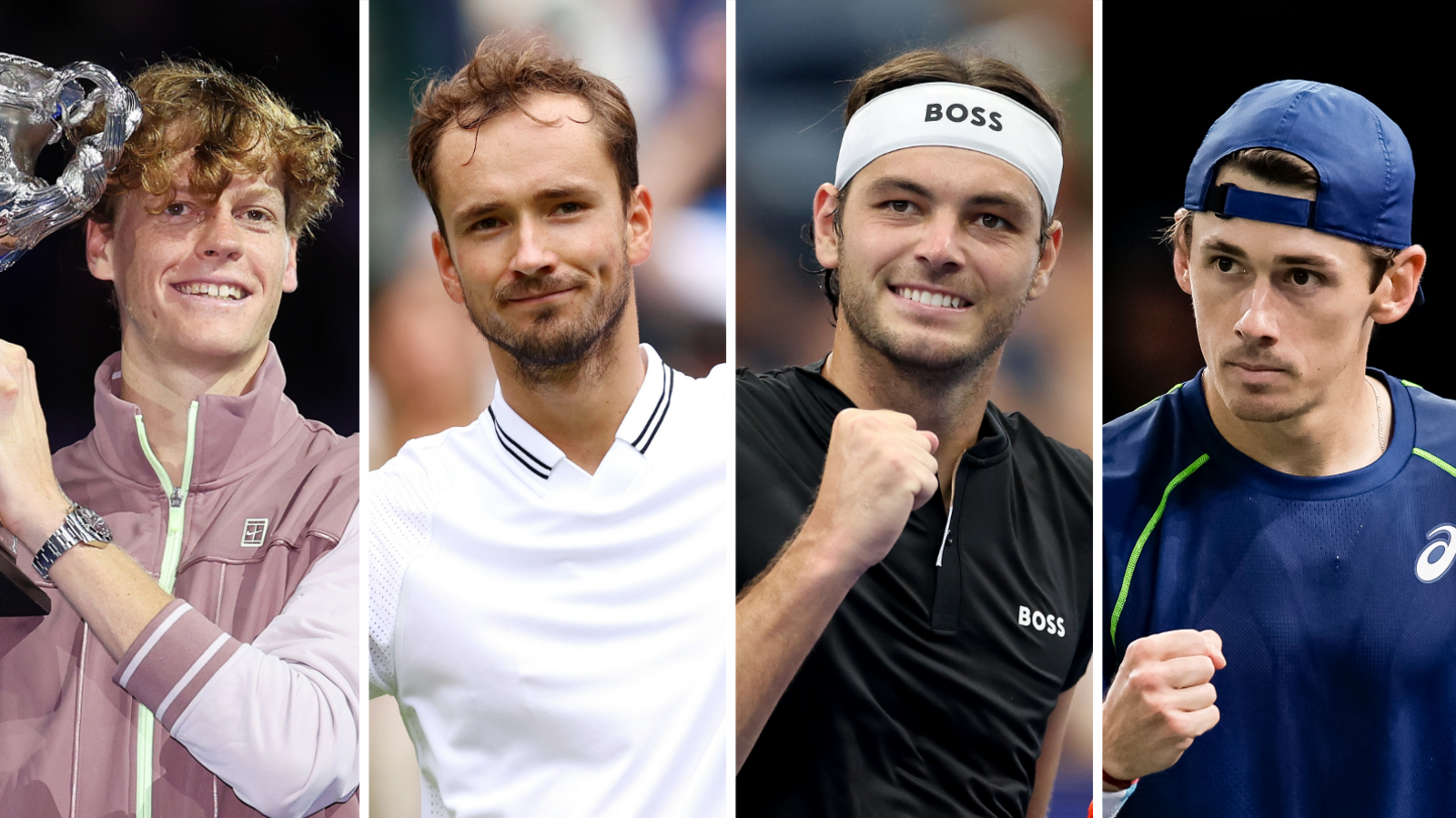 Jannik Sinner, Daniil Medvedev, Taylor Fritz and Alex de Minaur celebrate