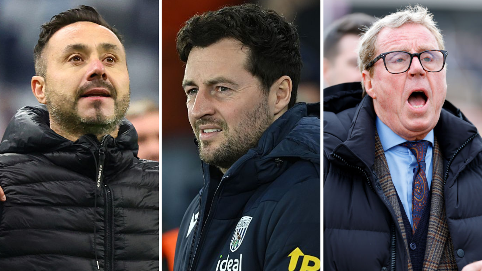 Split pic of De Zerbi, Mason and Redknapp