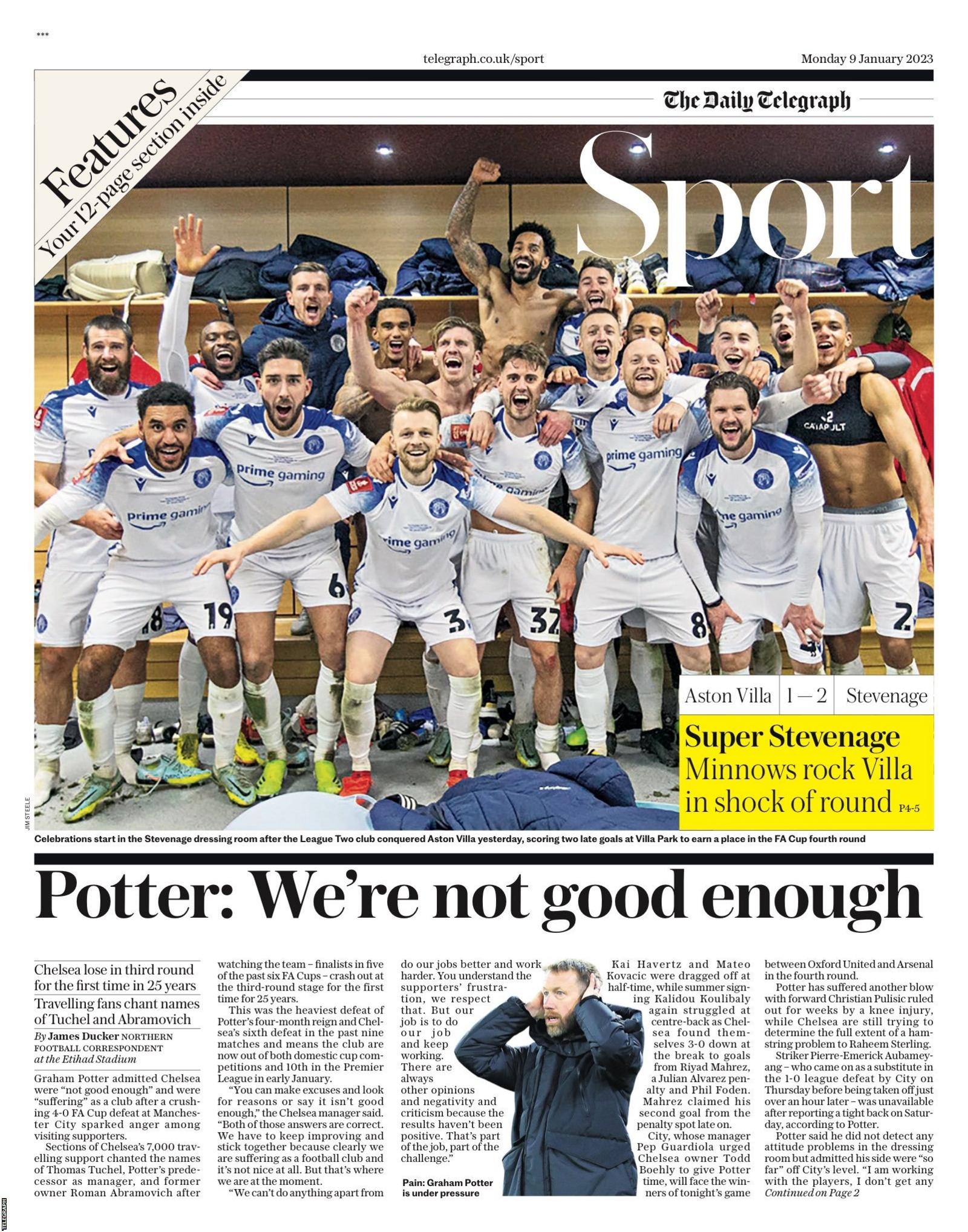 Monday's Daily Telegraph