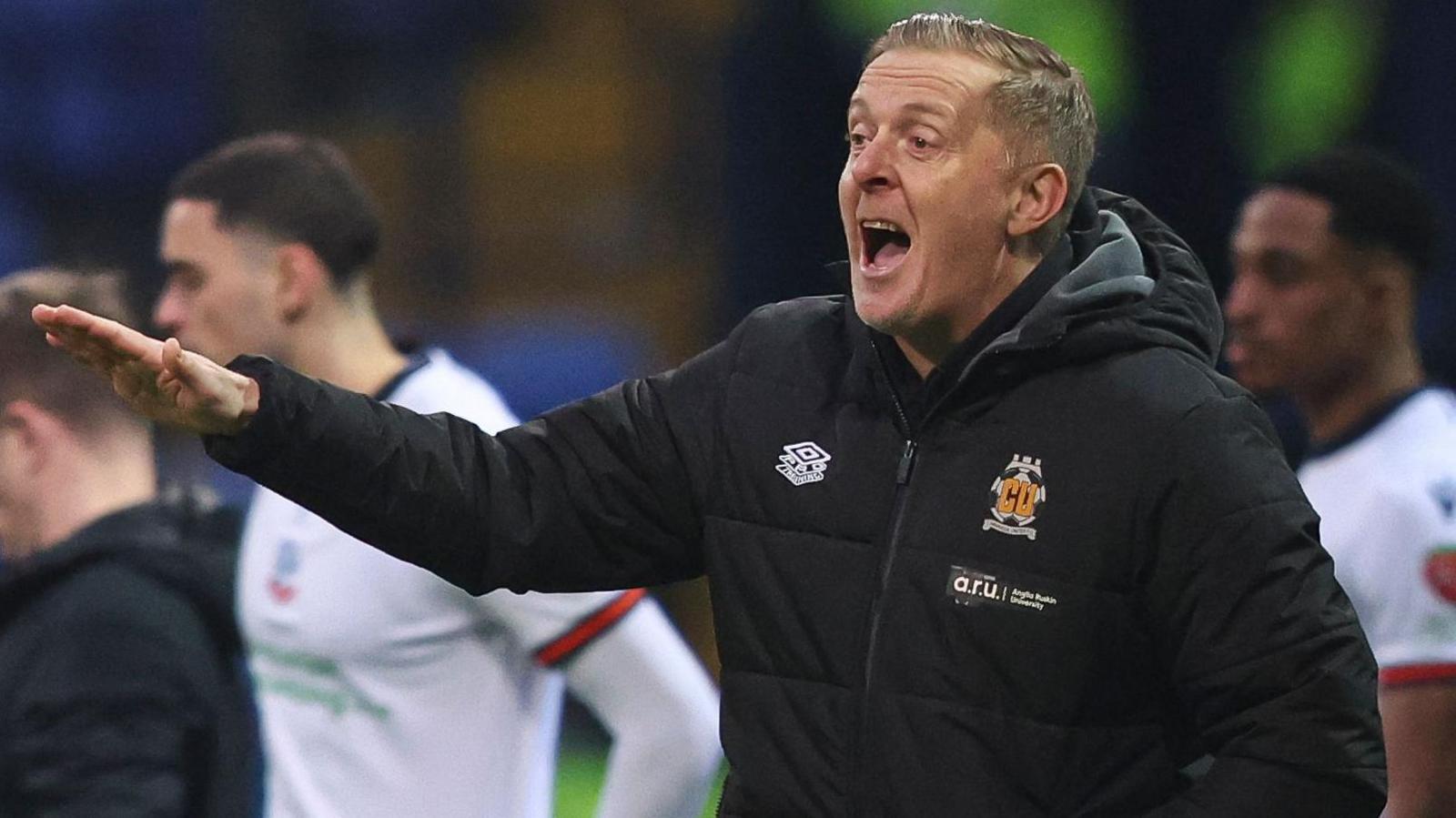 Cambridge United boss Garry Monk during the 2-2 draw with Bolton on 18 January.