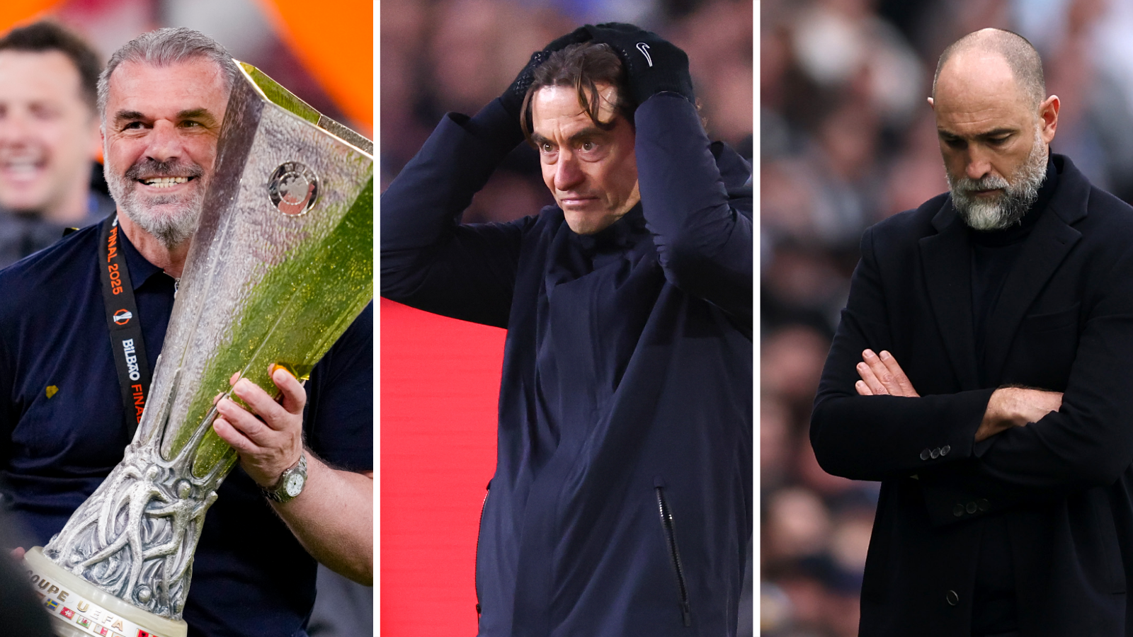 Ange Postecoglou, Thomas Frank and Igor Tudor