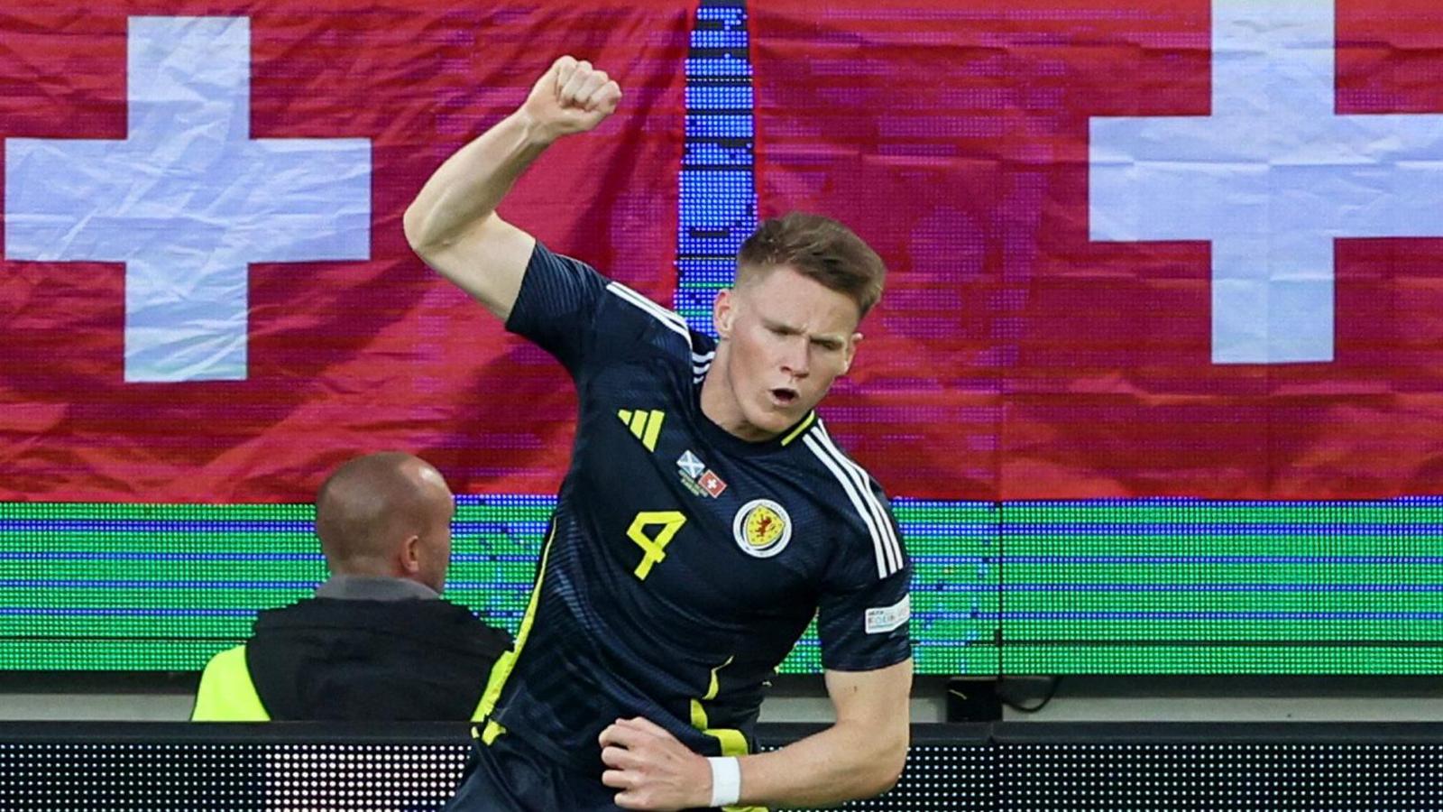 Scott McTominay celebrates his goal against Switzerland