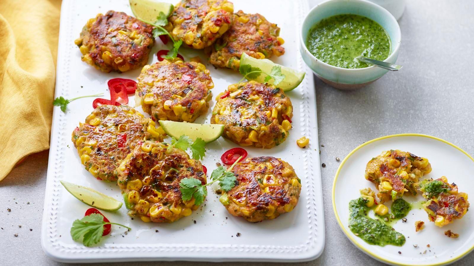 Sweetcorn and sweet potato tikki