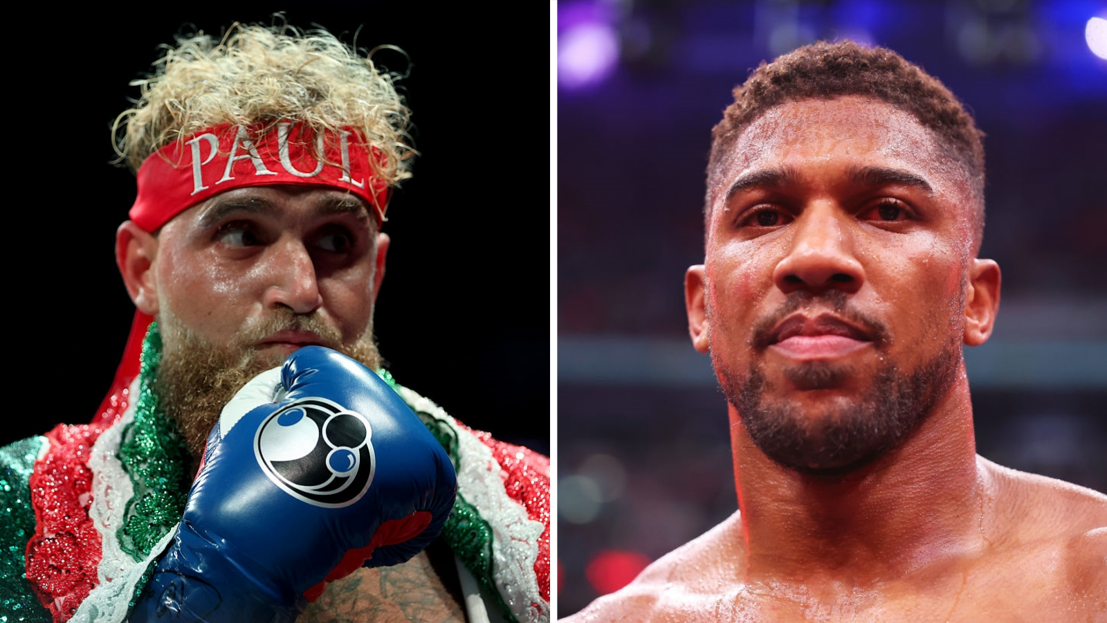 Split image of Jake Paul and Anthony Joshua