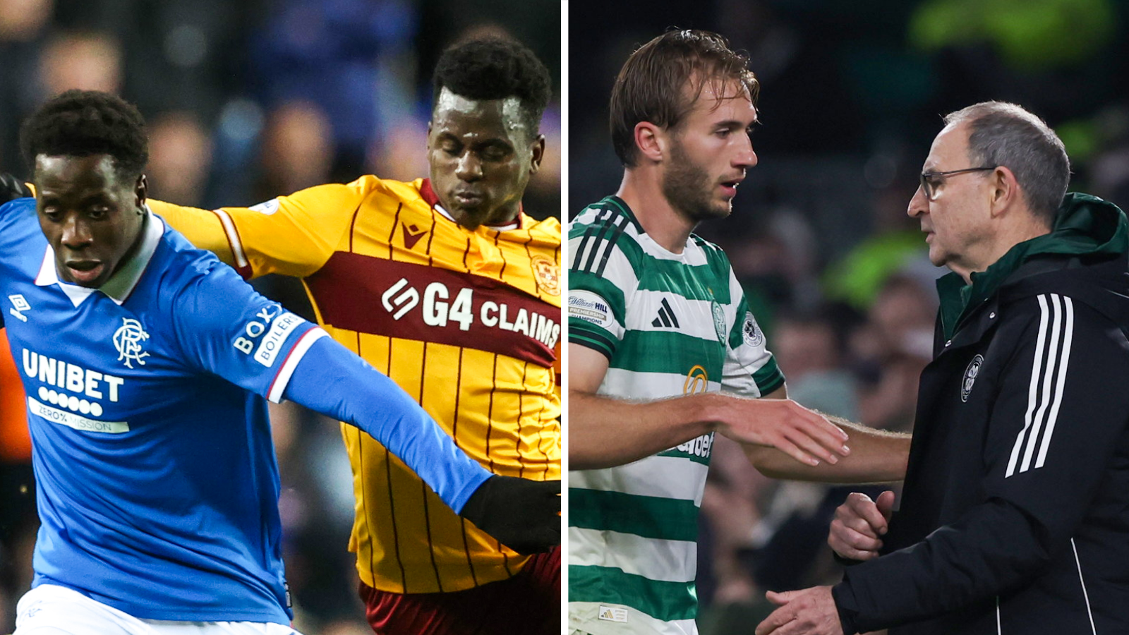Rangers' Djeidi Gassama, Motherwell's Ibrahim Said and Celtic's Benjamin Nygren and Martin O'Neill