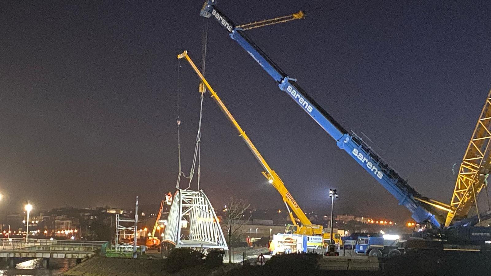 pennyburn bridge being set in place