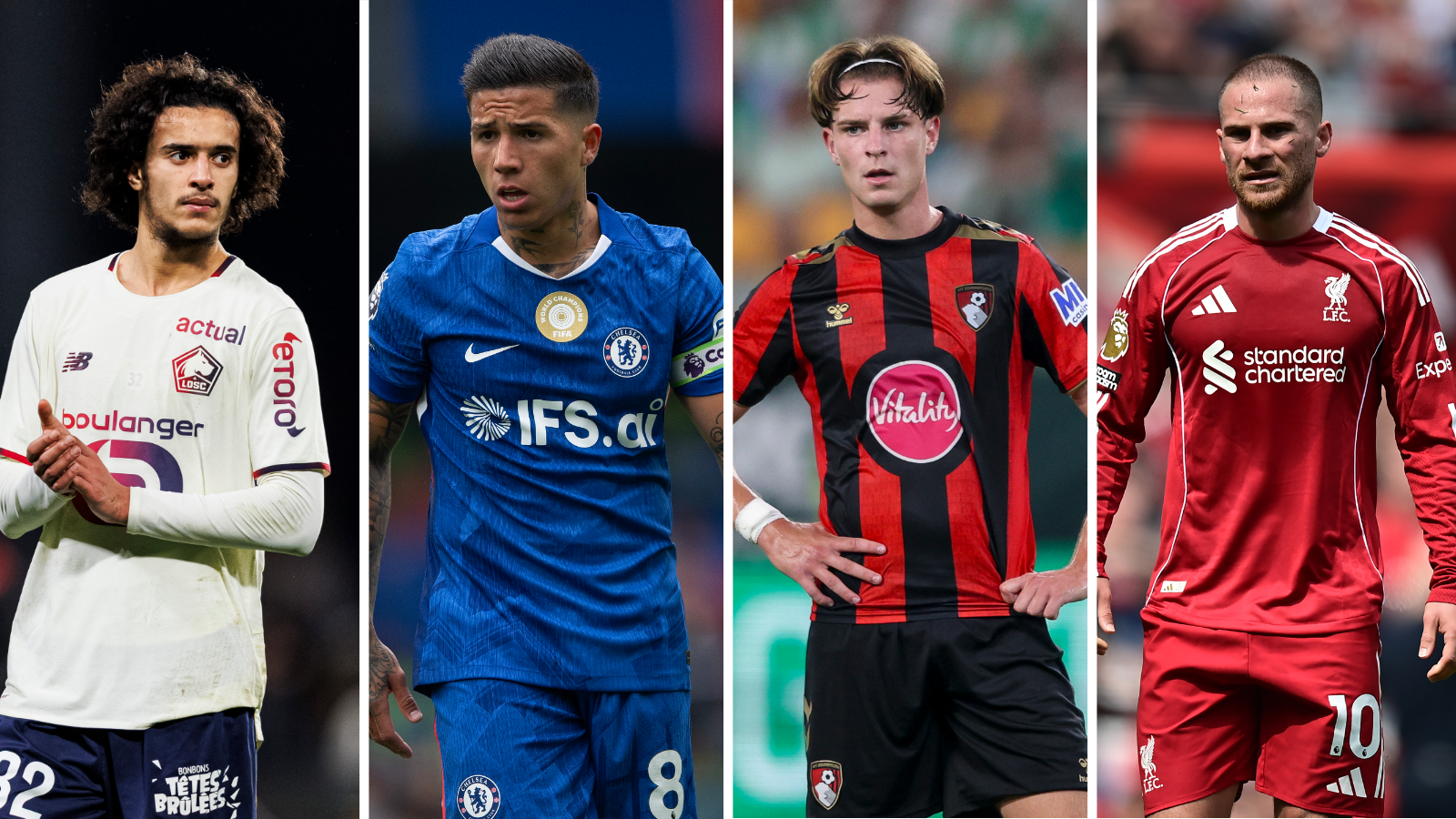 Ayyoub Bouaddi, Enzo Fernandez, Alex Scott and Alexis Mac Allister