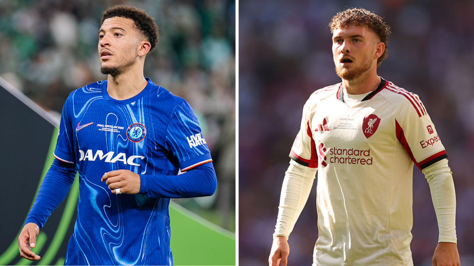 Split picture of Jadon Sancho and Harvey Elliott
