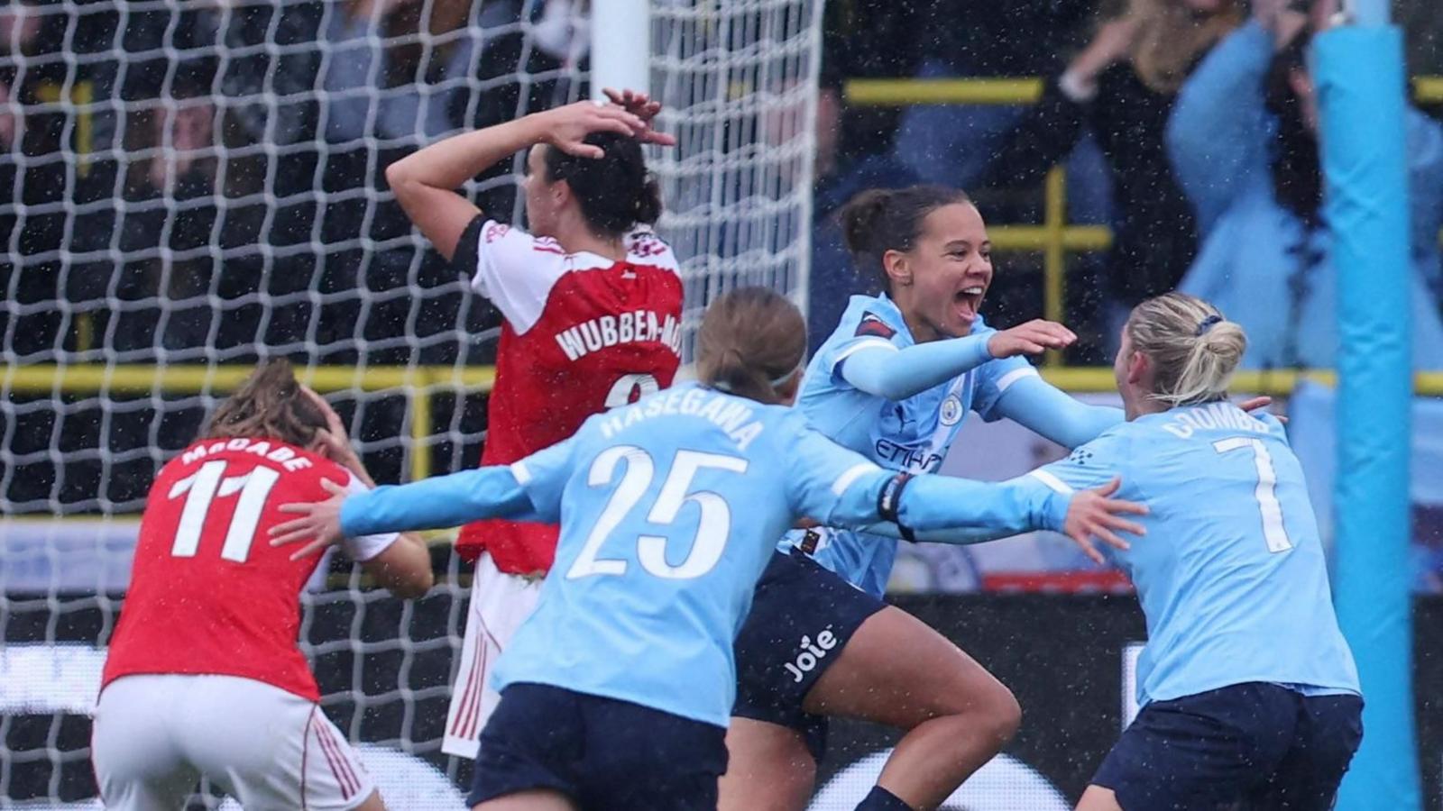 Man City celebrate a goal