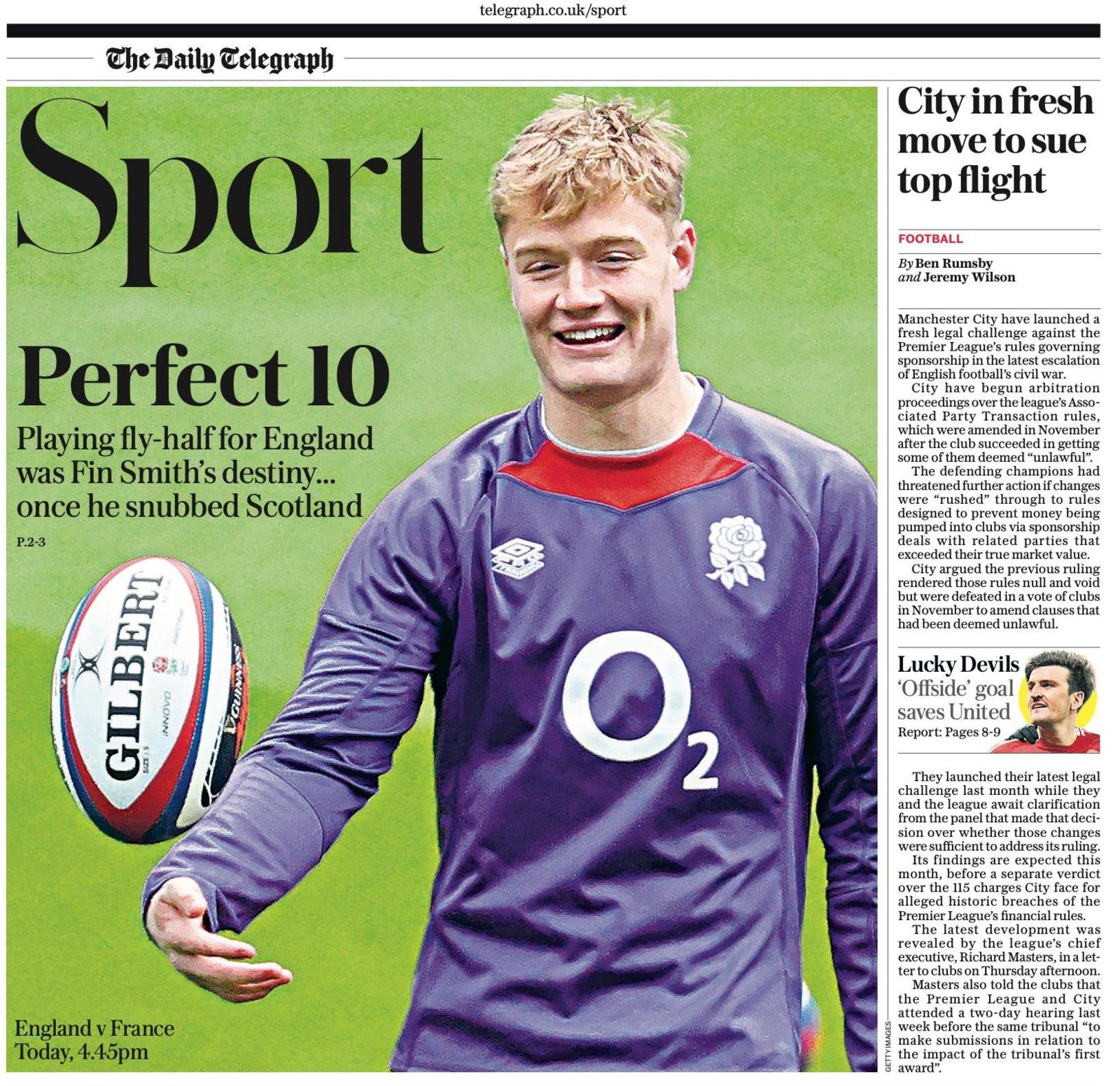 Telegraph sport page 