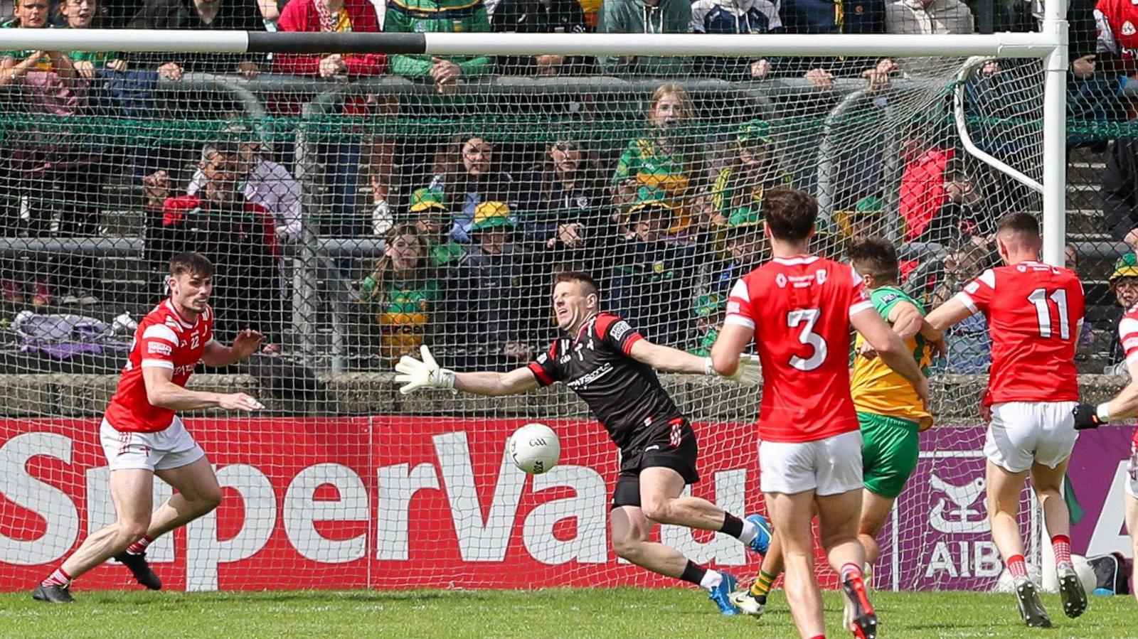 Donegal score a goal against Louth