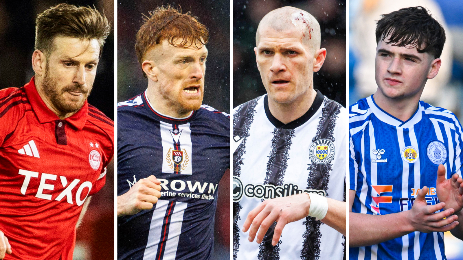 Aberdeen's Stuart Armstrong, Dundee's Simon Murray, St Mirren's Alex Gogic and Kilmarnock's Findlay Curtis