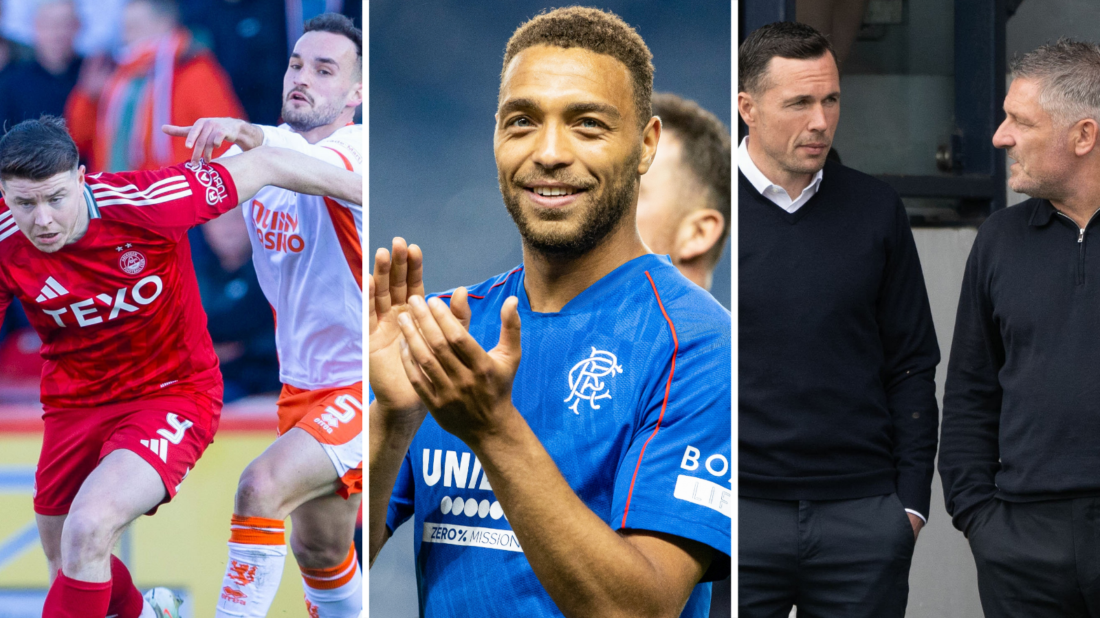 Aberdeen's Kevin Nisbet, Dundee United's Vicko Sevelj, Rangers' Cyriel Dessers, Ross County's Don Cowie and Dundee's Tony Docherty