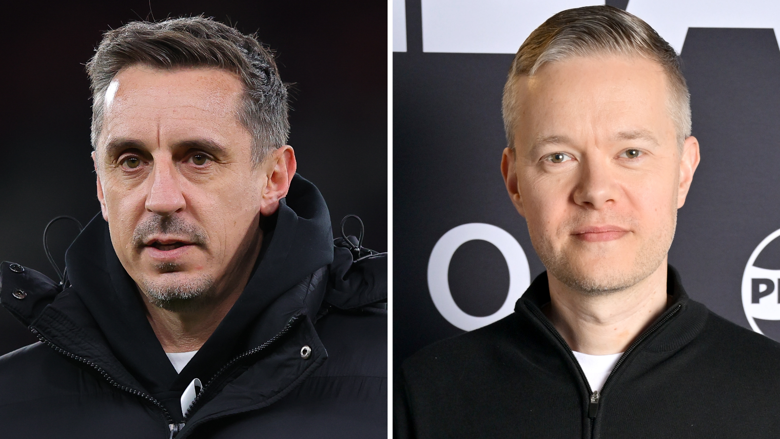 Split picture graphic of Gary Neville and Mark Goldbridge