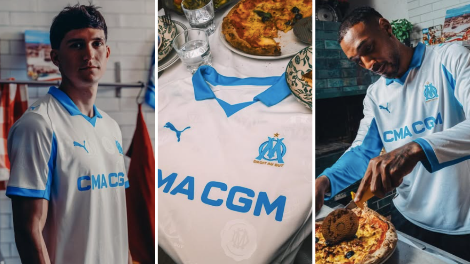 Leo Balerdi and Derek Austin Cornelius wear new Marseille home kit.
