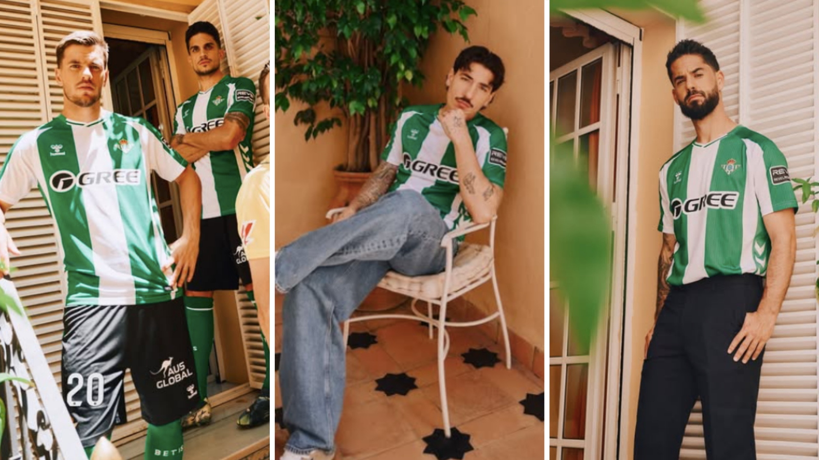 Giovani Lo Celso and Marc Bartra (left) Hector Bellerin (middle) and Isco (right)