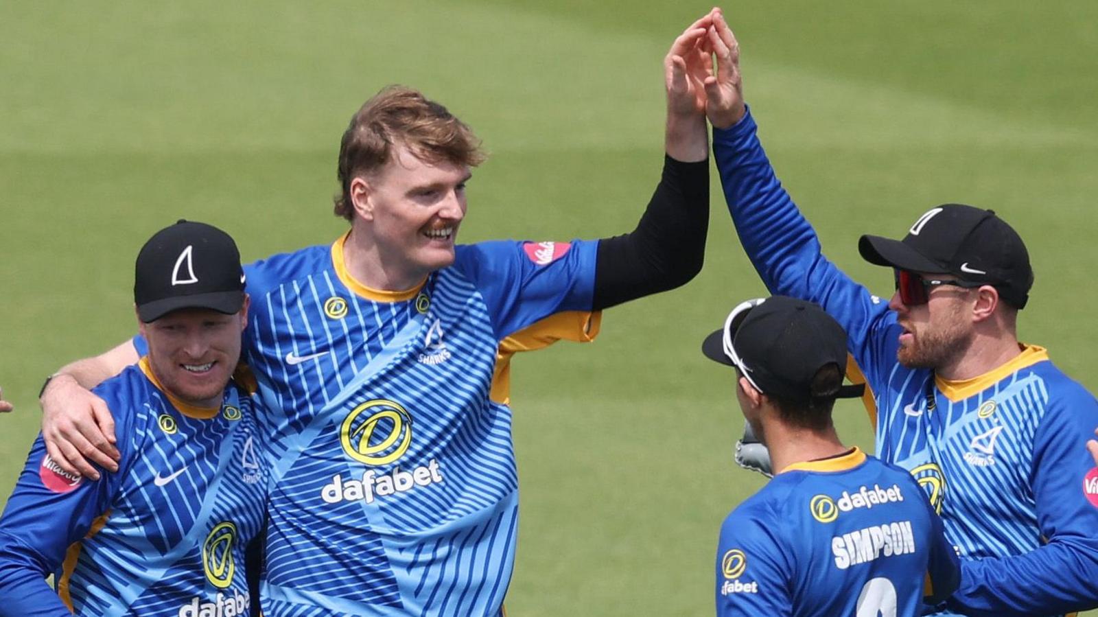 Sean Hunt takes a wicket for Sussex