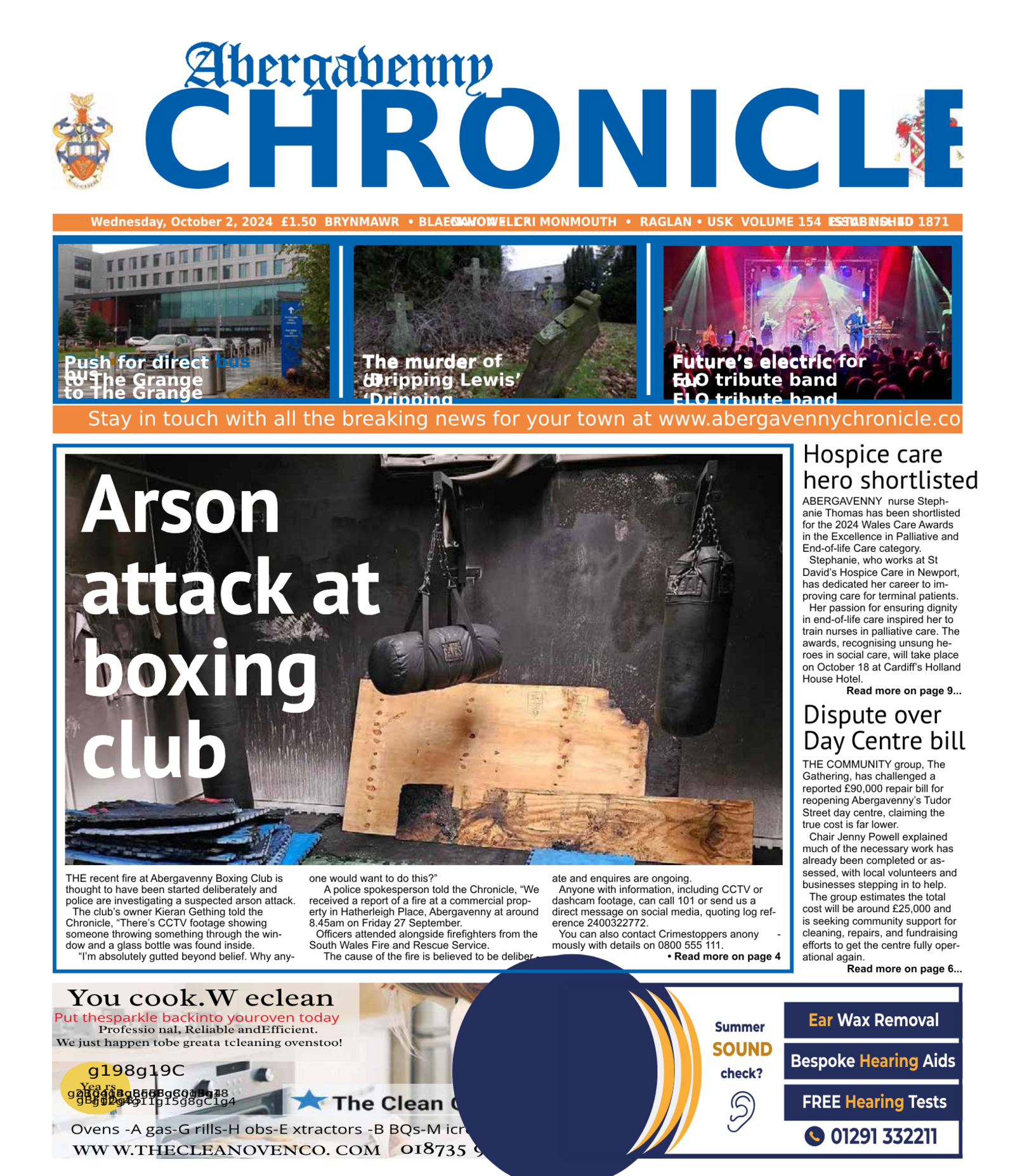 Abergavenny Chronicle front page