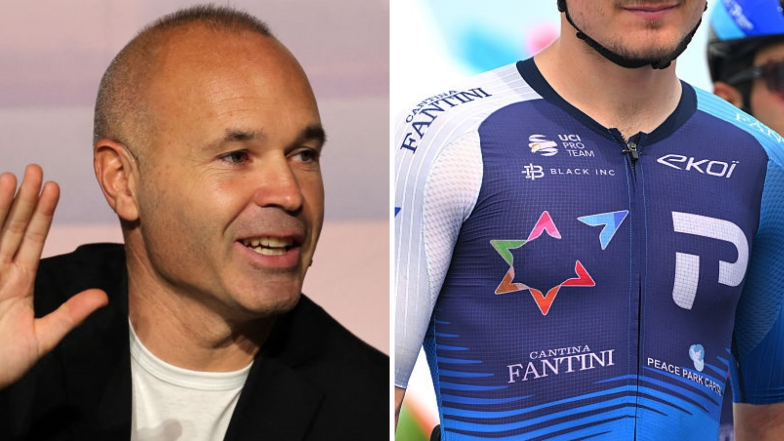 Andres Iniesta and and Israel Premier Tech rider
