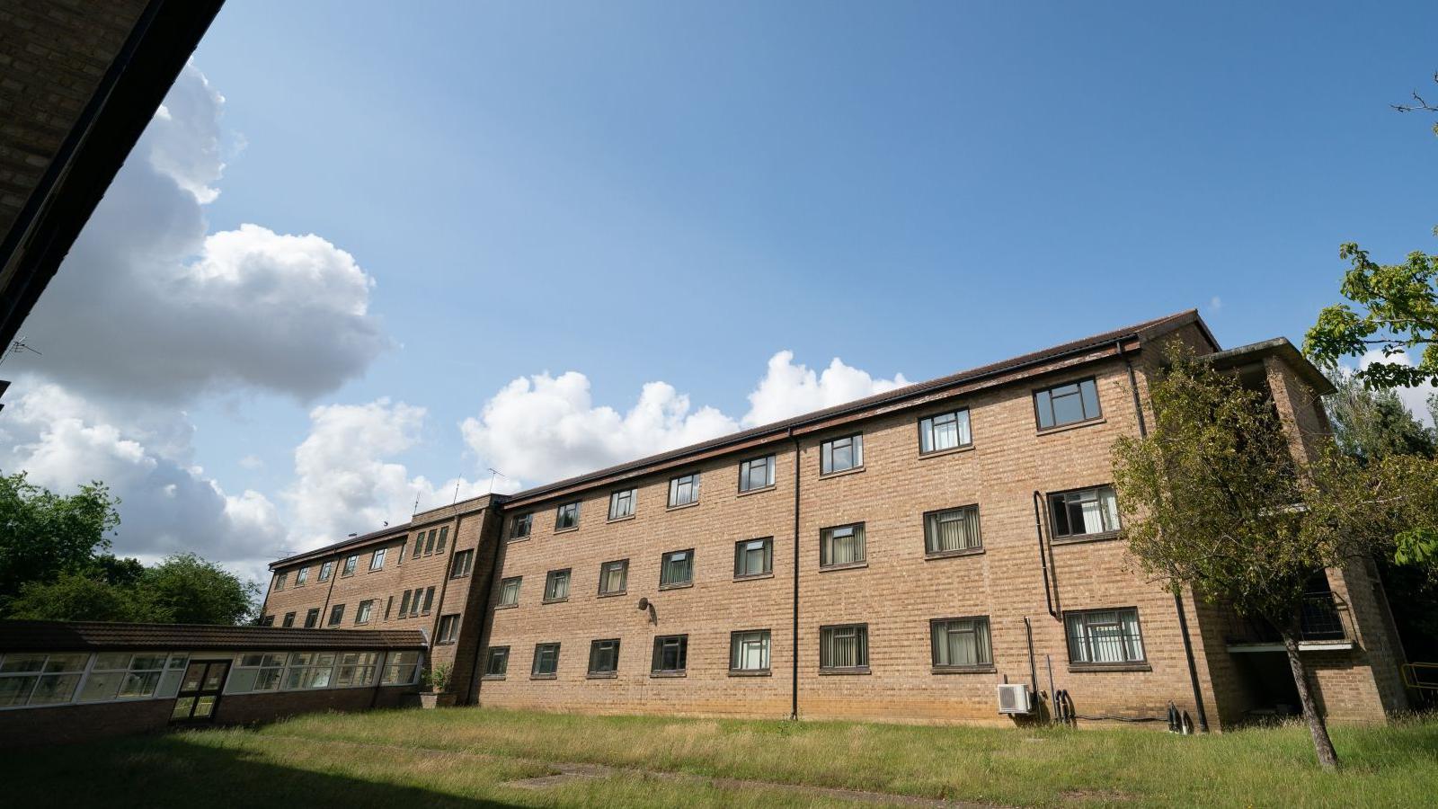 A general view of a large, three-storey block of flats at Wethersfield.