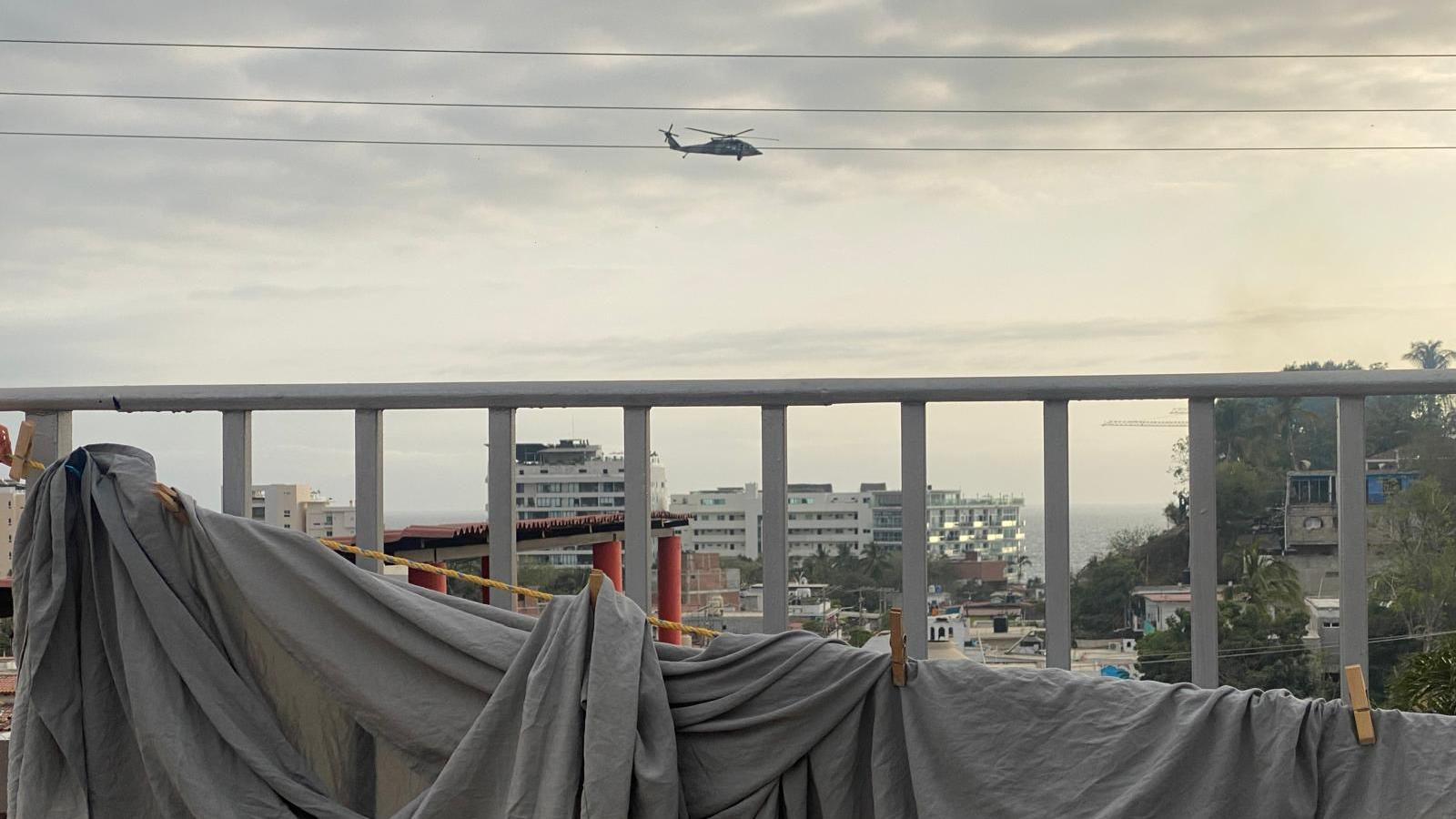 Black Hawk helicopter above Puerto Vallarta on Monday