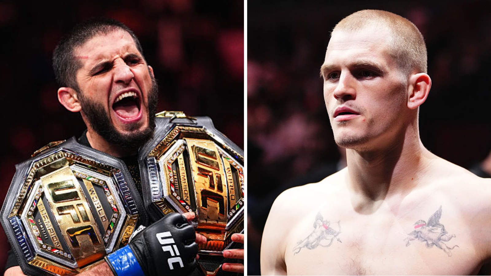 A split picture of Islam Makhachev and Ian Machado Garry