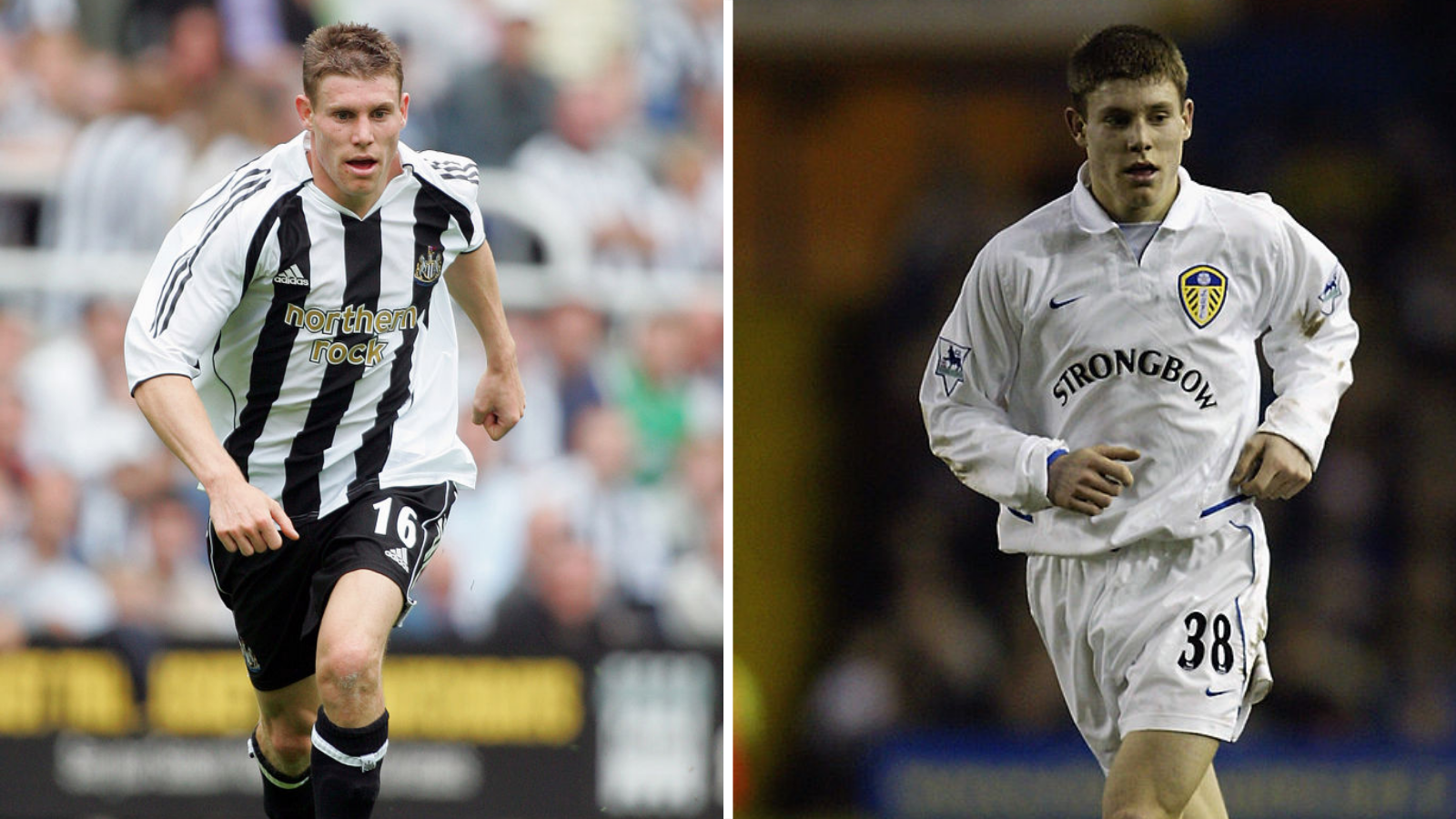 James Milner playing for Newcastle (left) and Leeds (right)