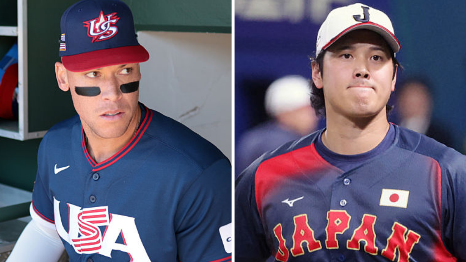 Aaron Judge and Shohei Ohtani during World Baseball Classic warm-up games in 2026