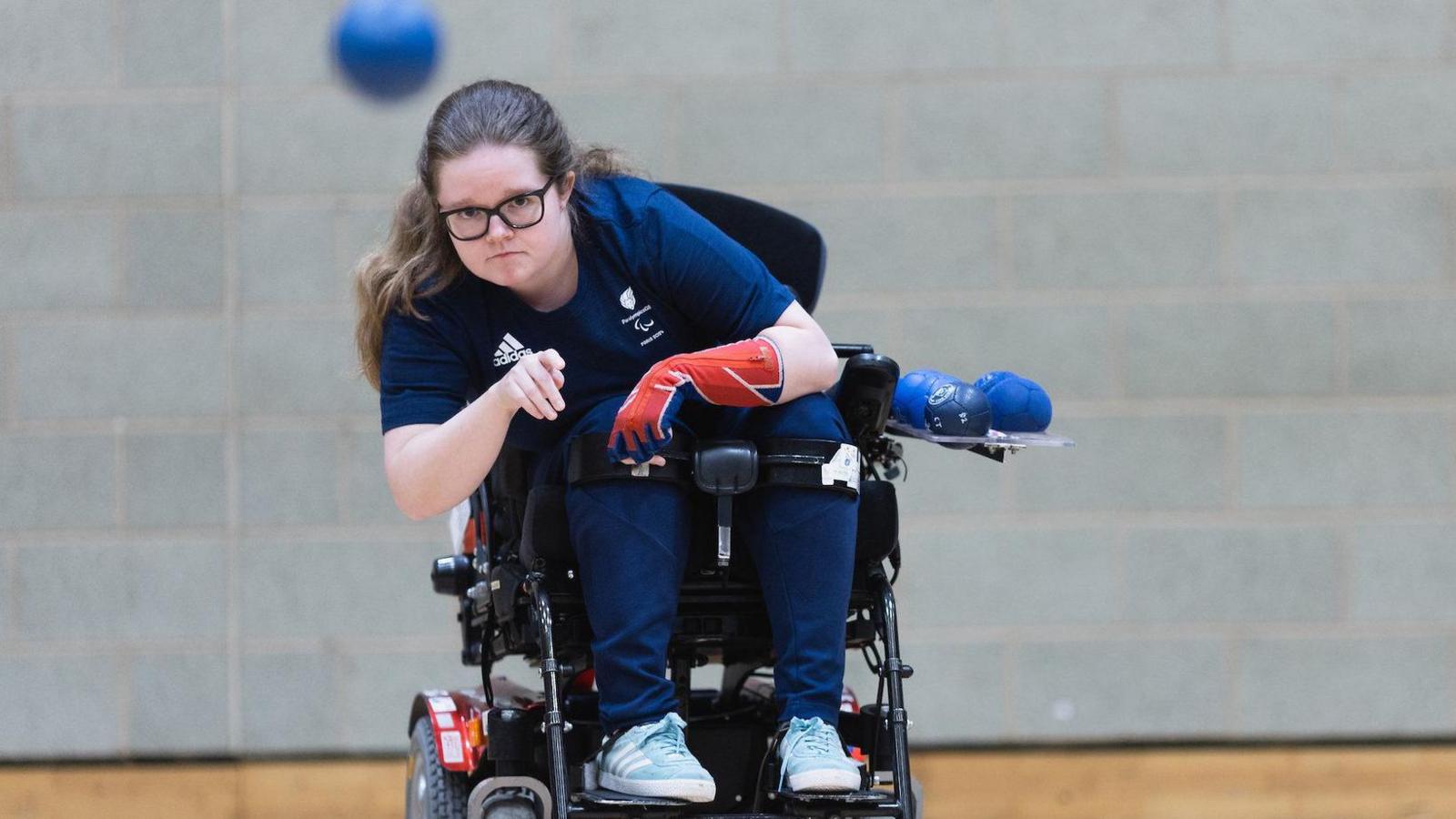 Claire Taggart concentrates as she throws a boccia ball