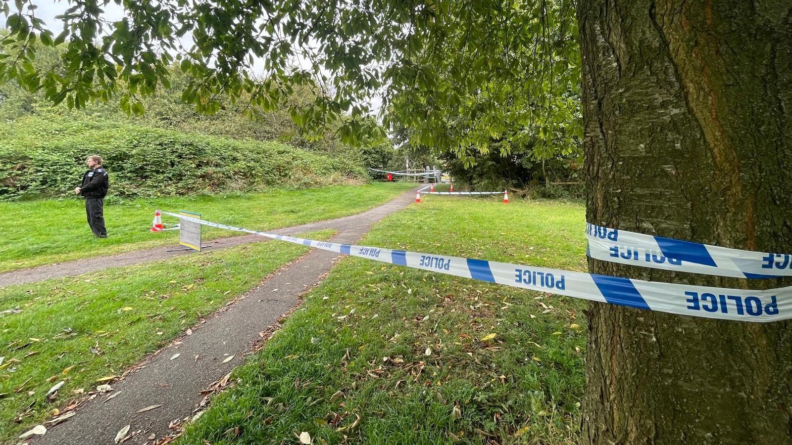 Cordon at Franklin Park in Braunstone Town following killing of Bhim Kohli