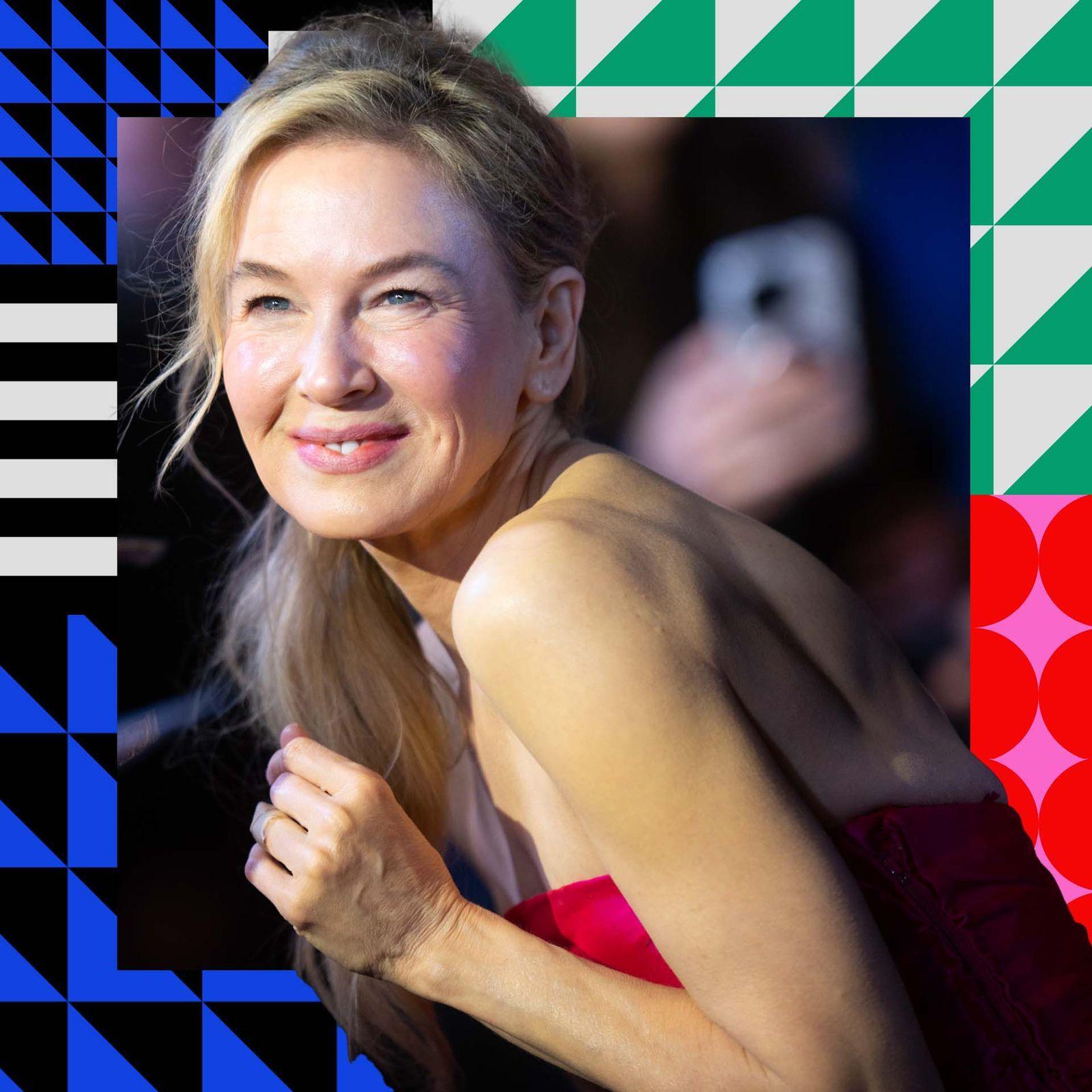 A picture of Renee Zellweger in a red dress