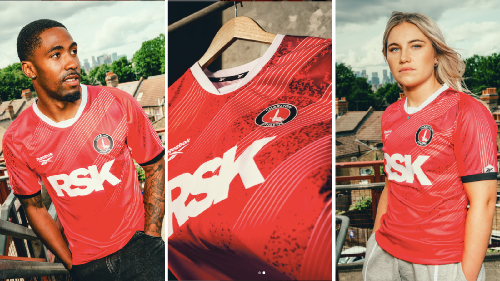 Kayne Ramsay and Gracie Pearse wear new Charlton Athletic home kit.