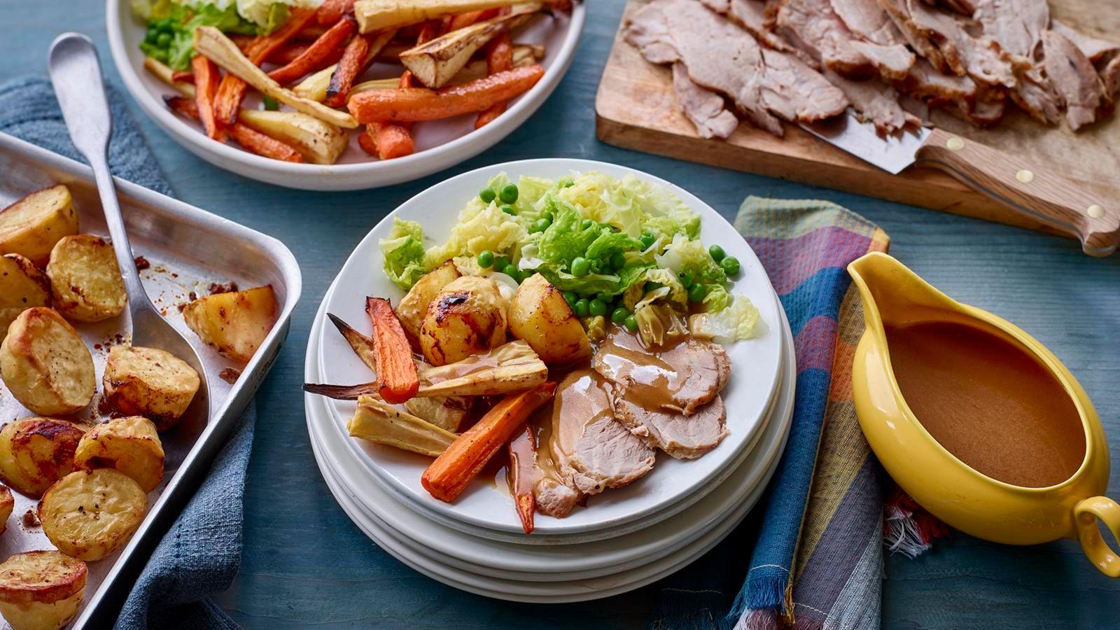 Roast pork and veg with gravy