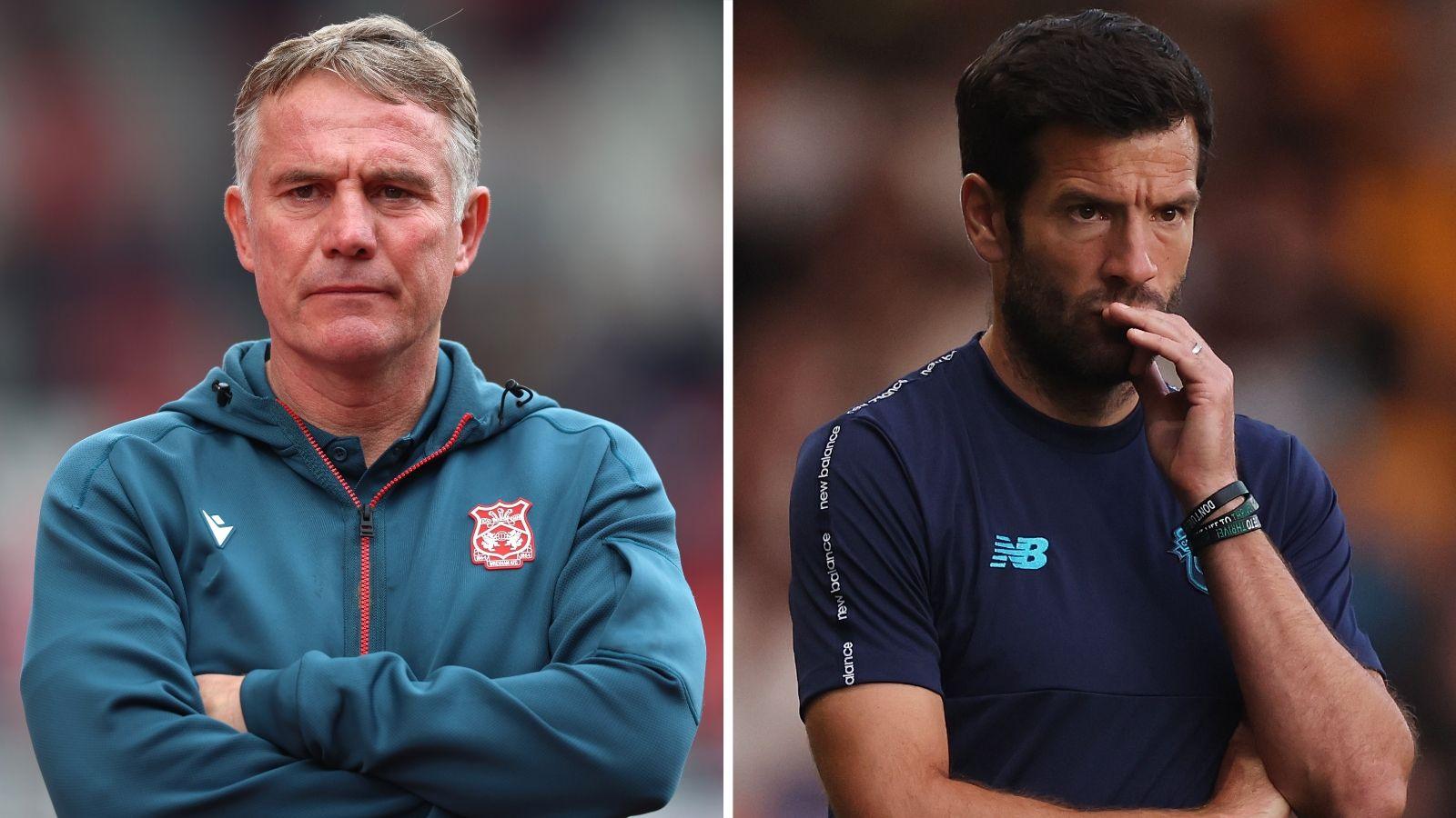 Wrexham boss Phil Parkinson (L) and Cardiff City boss Brian Barry-Murphy (R)