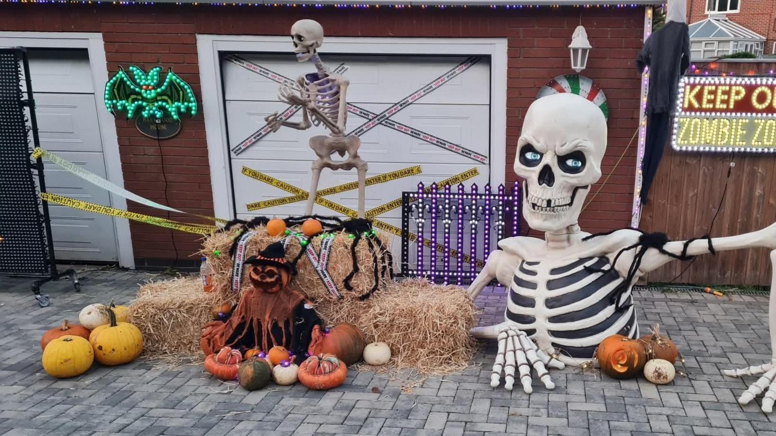 The image shows Halloween decorations