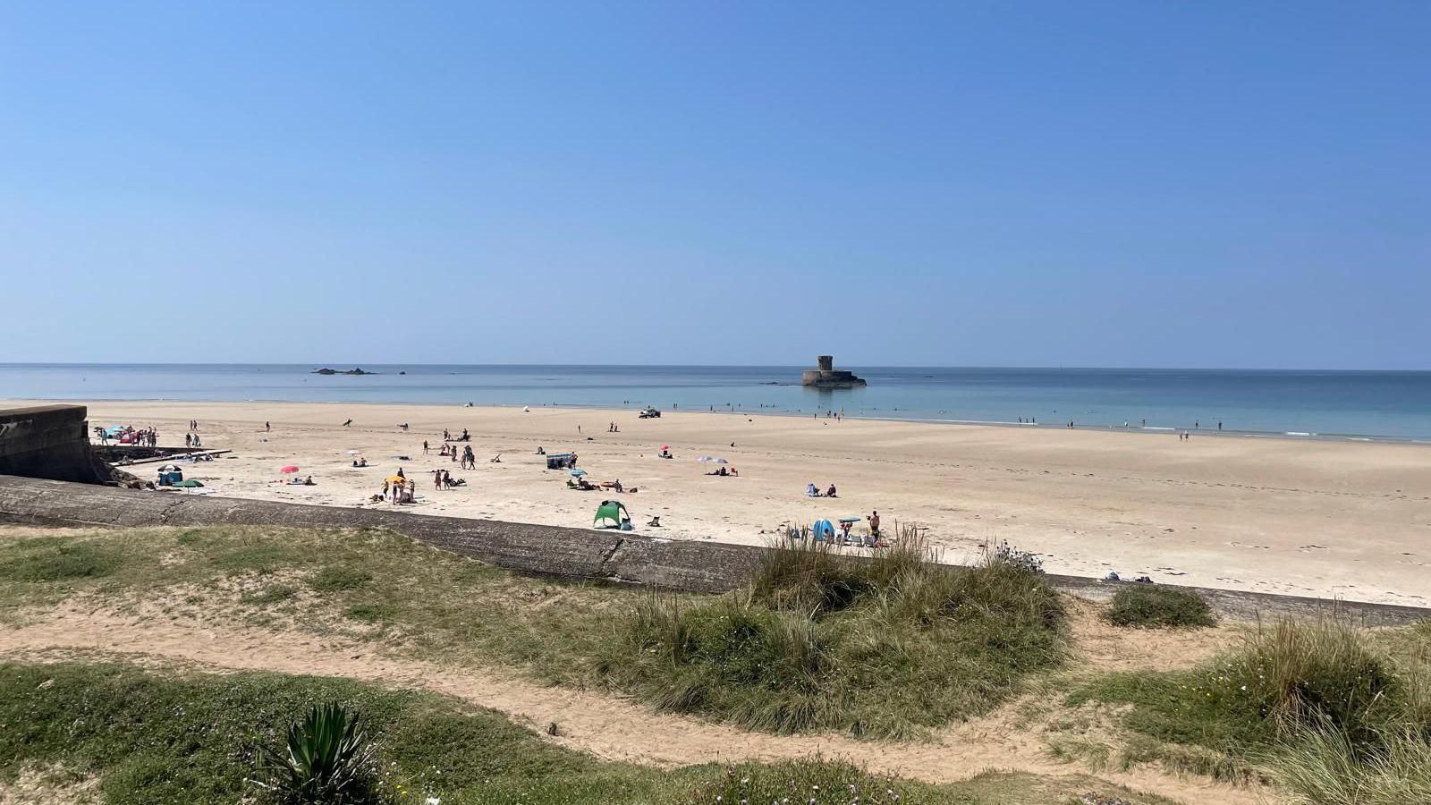 Le Braye beach sea wall in Jersey