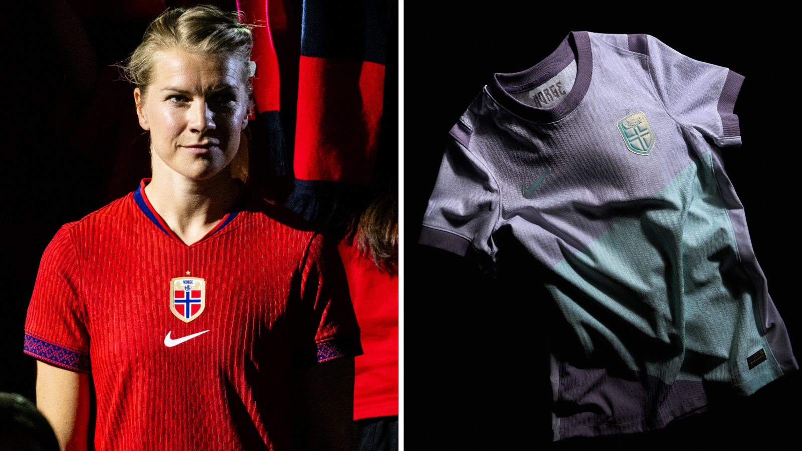 Norway home and away kits for Euro 2025