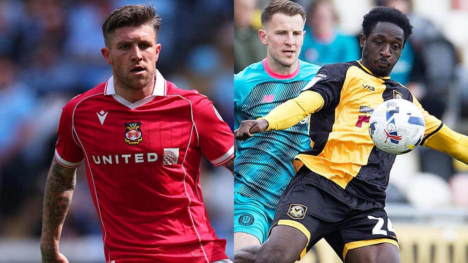 Dean Windass o Wrecsam a Nathan Opoku o Gasnewydd