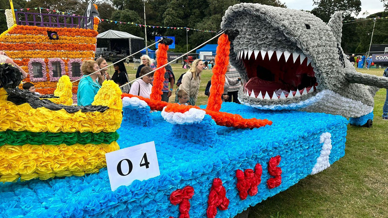 Jaws themed float at North Show