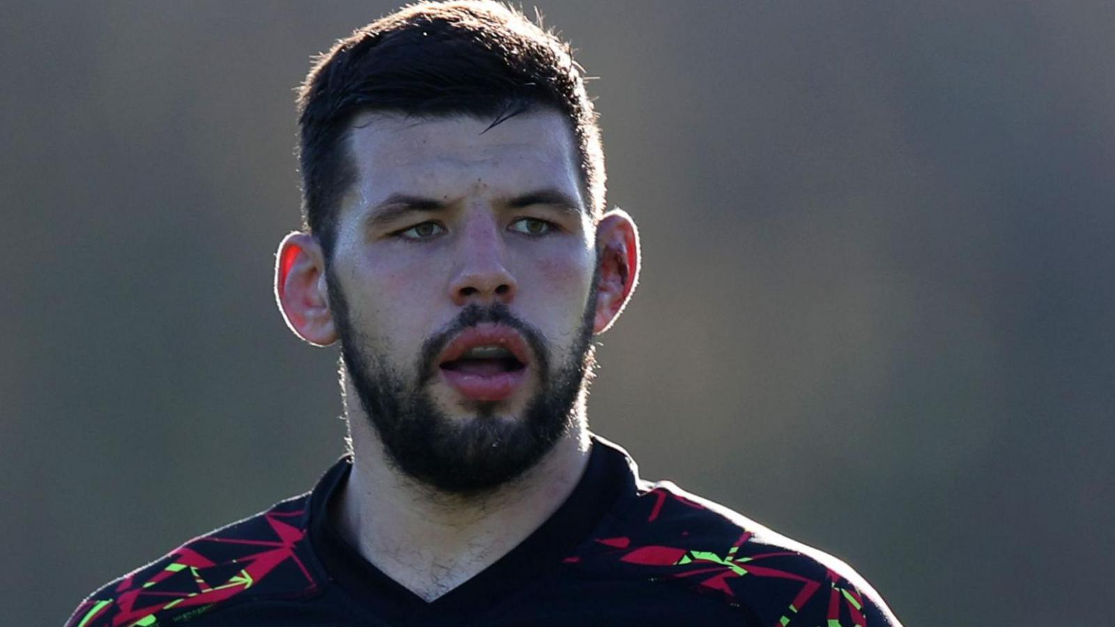 Rhys Davies during Wales training