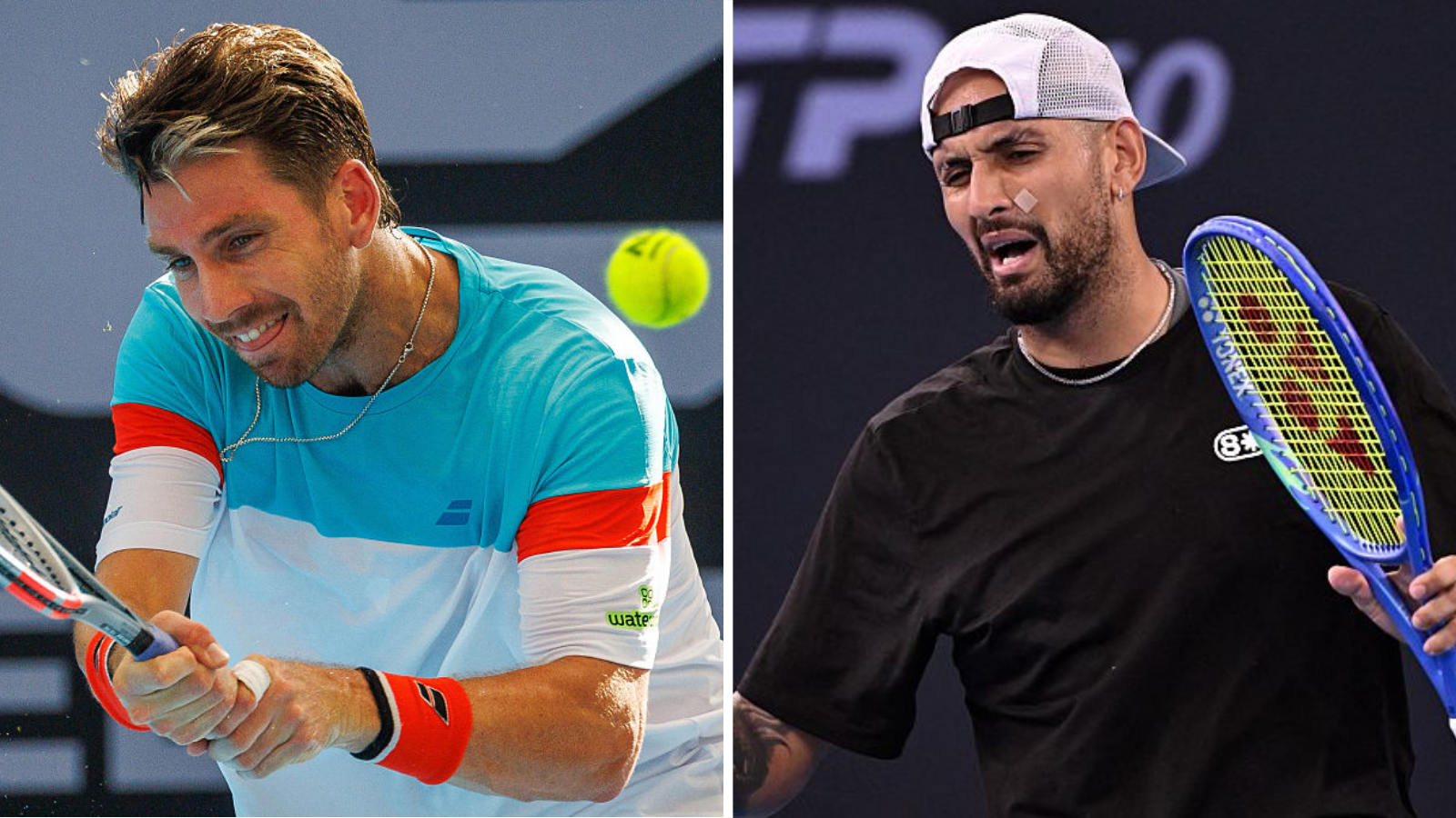 A split image of Cameron Norrie and Nick Kyrgios