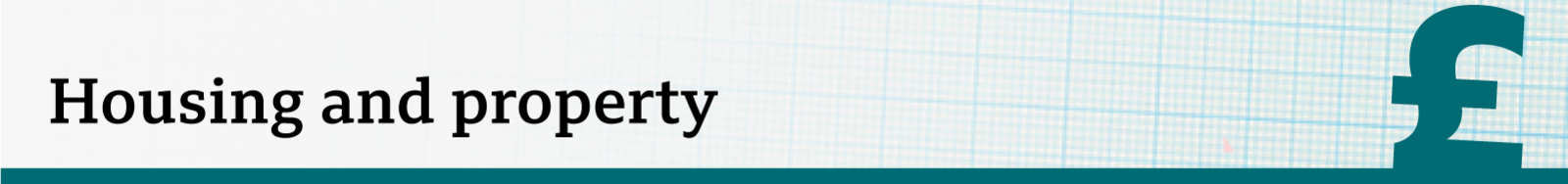 Green banner that says housing and property 