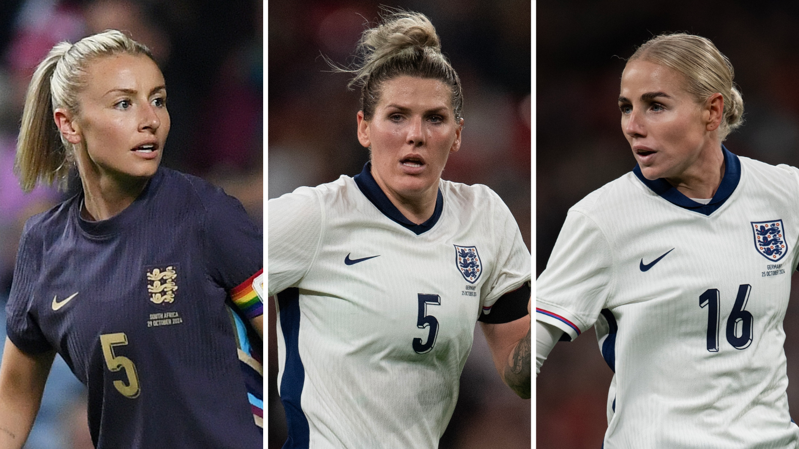 Leah Williamson, Millie Bright and Alex Greenwood