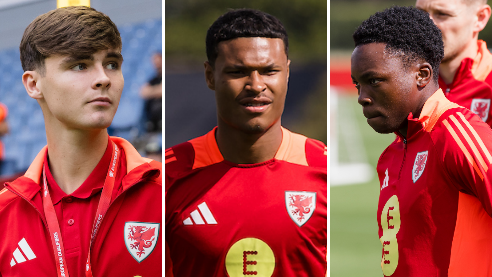 Charlie Crew, Kai Andrews and Dakarai Mafico on Wales duty
