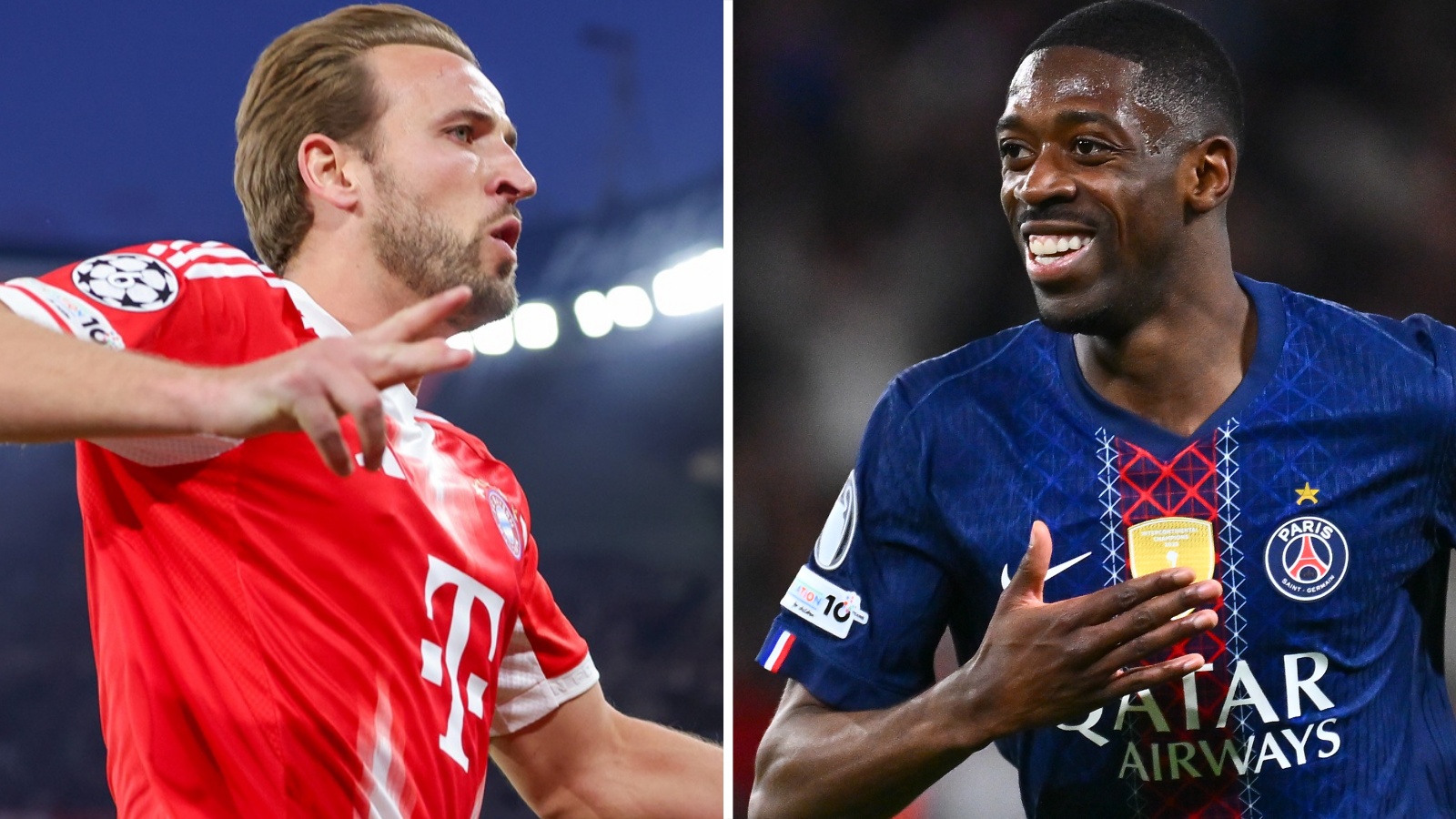 Bayern Munich striker Harry Kane and Paris St-Germain forward Ousmane Dembele 