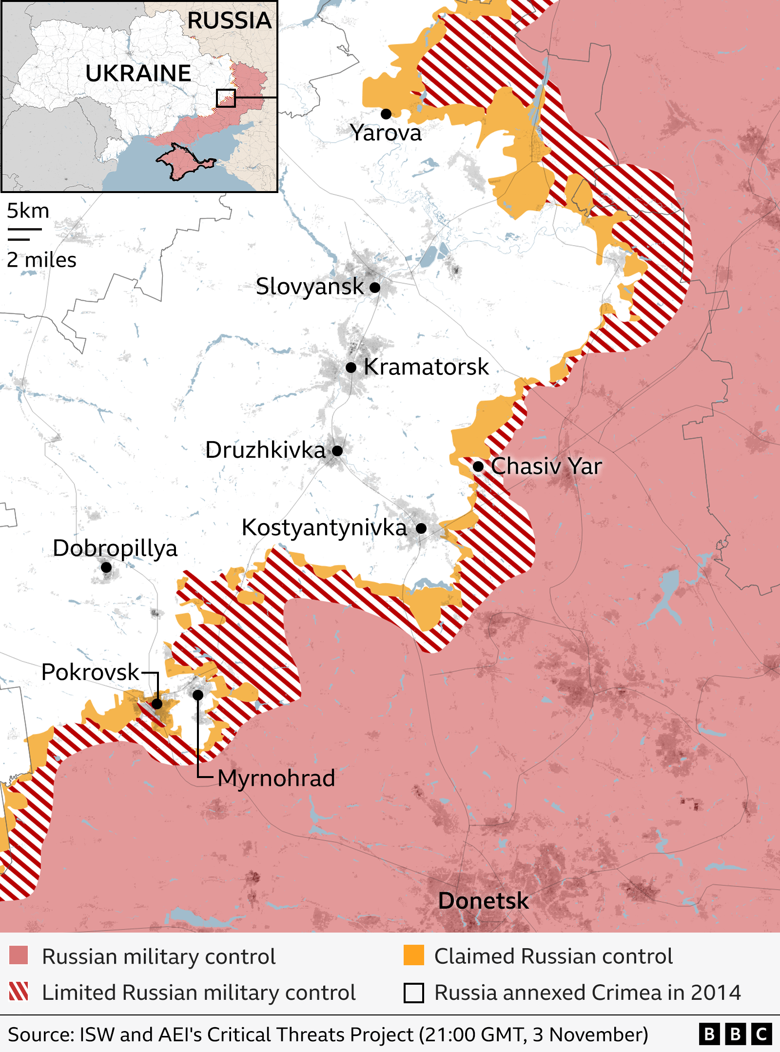 Map showing the Pokrovsk area